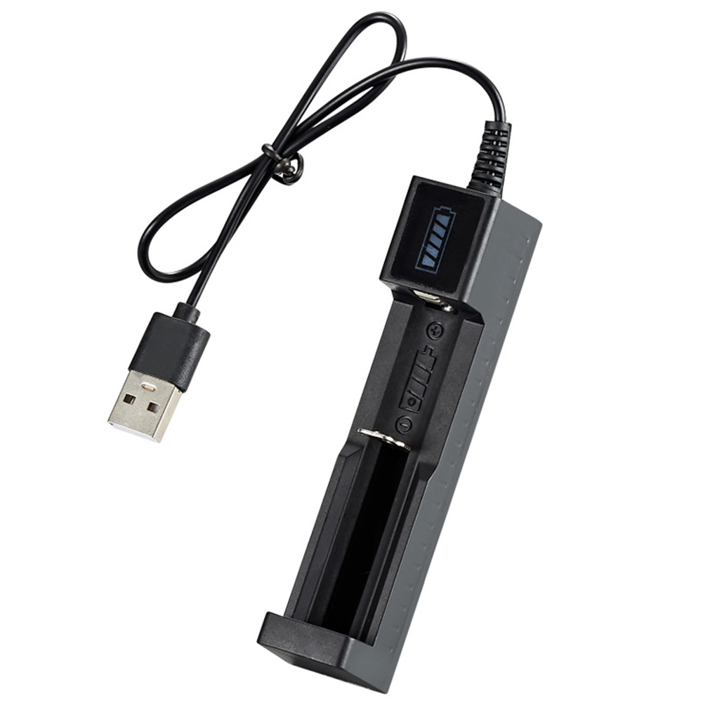 Bateria de lítio recarregável com carregador de 1 slot para 16340 14500 18650 26650 3.7V Bateria de lítio USB Carga rápida