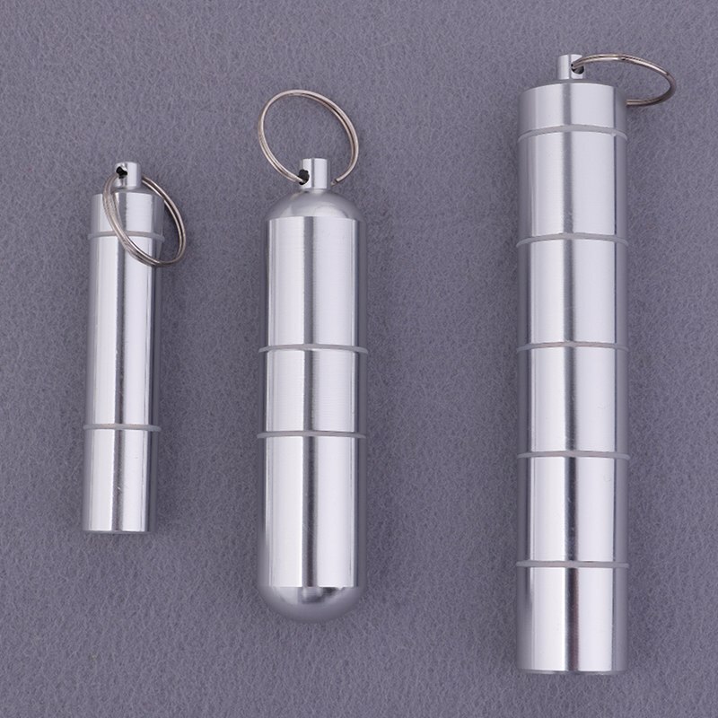 Vattentät kapselform pillerfodral i aluminium nyckelring utomhusficka pillerhållare behållare delikat tätning medicinförpackning