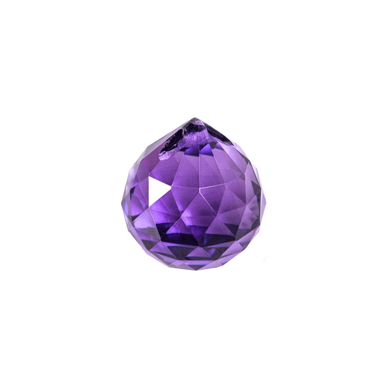 Bolas de cristal de decoración facetadas, piezas de lámpara de araña, atrapasol para ventana, color púrpura, 30 #, 5/10 Uds.