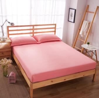 Solid Color Mattress Protector with Elastic Band Sanding Breathable Washable Bed Mattress Cover: Roze / 150cmX200cm