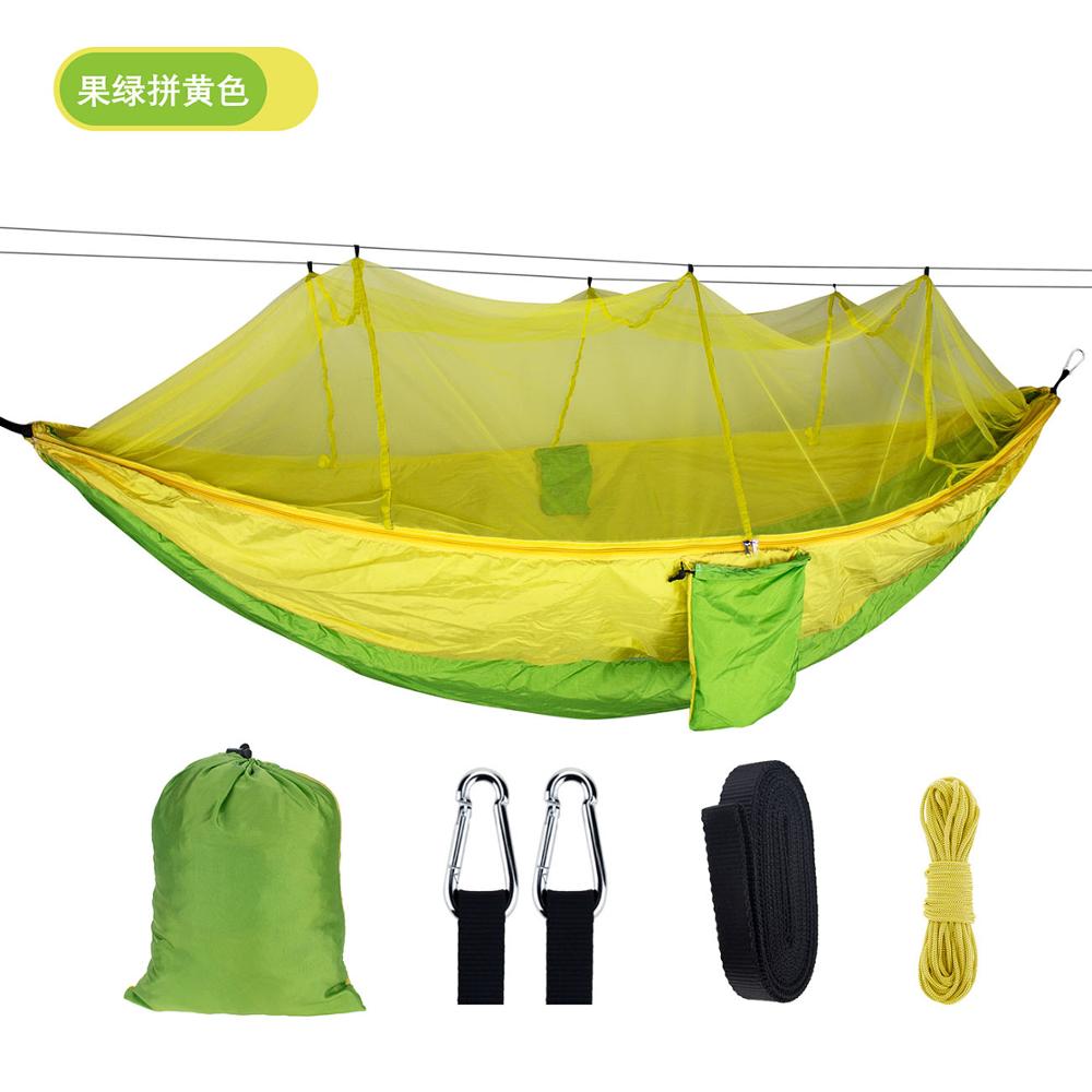 Mosquito Resistant Portable Hanging Tent Outdoor Camping Garden Hammock 1-2 Person Insect Net Strength Sleep Swing: Fruit green yellow