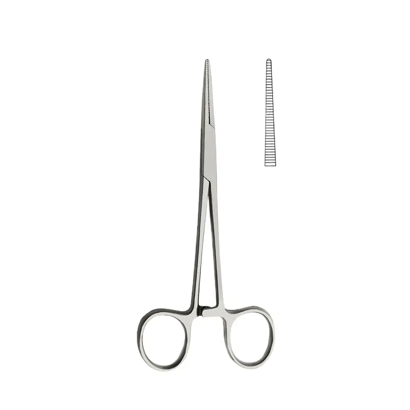 Pinzas de pelo de oreja de nariz de perro de acero inoxidable, pinzas de bloqueo hemostático, rectas y curvadas con sujeción de mandíbulas dentadas, alicates de pesca: Marrón oscuro