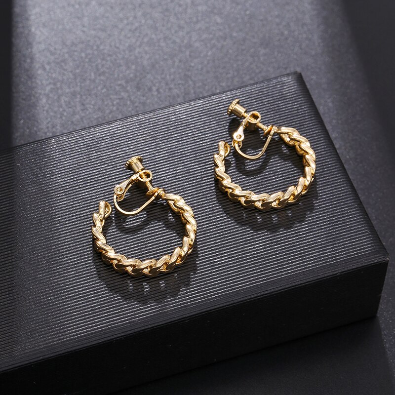 nouvelle à la minimaliste Clip boucles d'oreilles chaîne tressée Non percé boucles d'oreilles pour femmes bijoux saint valentin