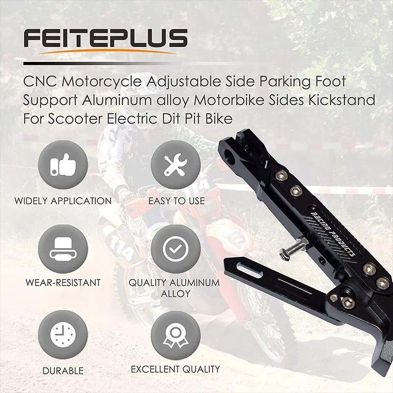Staffa per piede Moto in metallo CNC regolabile cavalletto laterale per Moto cavalletto staffa di parcheggio accessori per cavalletto laterale per bici da Moto