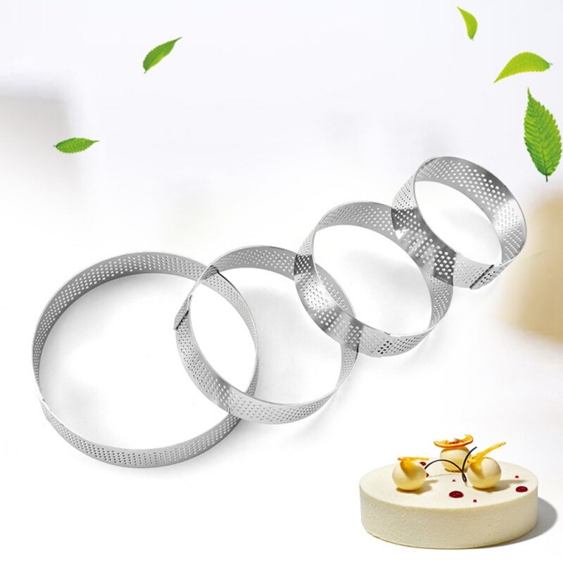 Moule à gâteau circulaire en acier inoxydable, avec trou de perméabilité, anneau à Mousse française, résistance à la Corrosion, 1 pièces