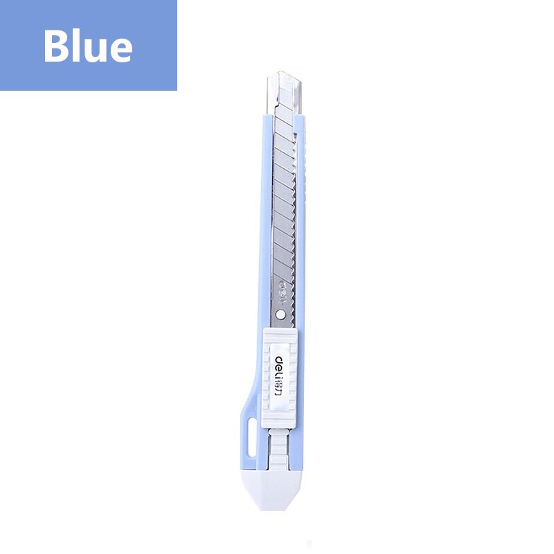 DELI 2031 Cutter Wood Box Paper Cutter Auto Lock SK5 Metal Stationery Utility Craft Knife Cutter Cutting Knife: Blue