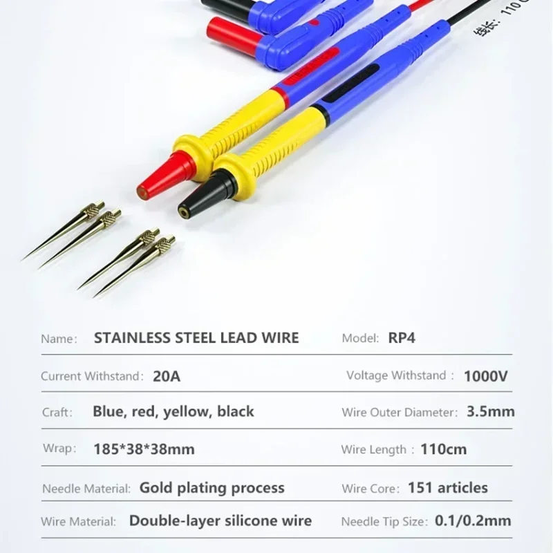 Mekaniker  rp4 multimeter testkabel ultratunna multimeter testledningar utbytbar pennspets universell till pekare/digital multimeter