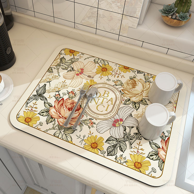 Grand tapis de cuisine Super absorbant, tapis de vidange de plat à café, tapis de séchage, tapis de vidange de salle de bains à séchage rapide, napperon de robinet de cuisine: XL / Bourgogne