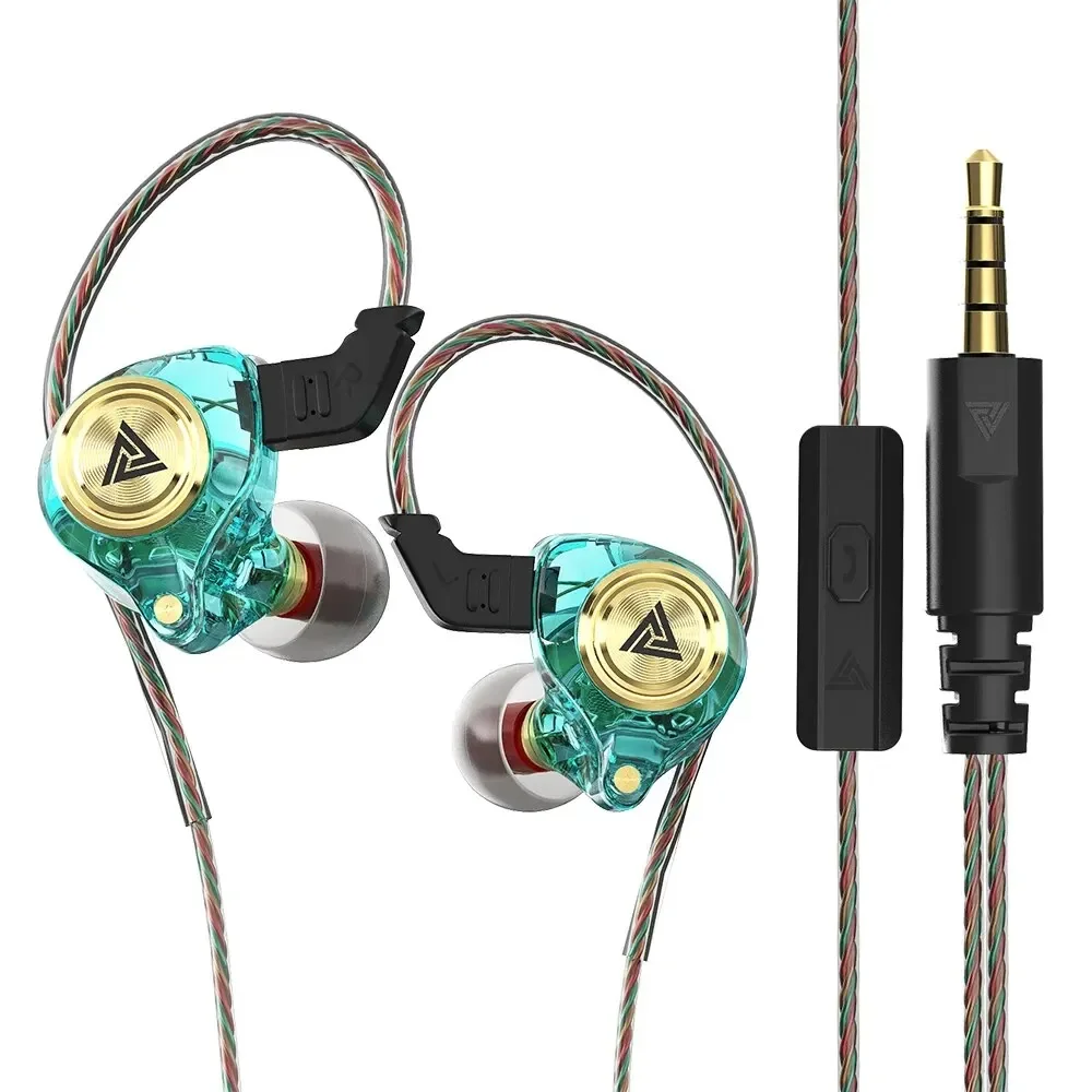 Qkz ak3 le fone de ouvido com fio com microfone alta fidelidade monitor música baixo fones com cancelamento ruído para esporte jogos: Azul