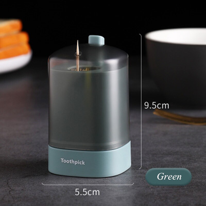 Automatic Pop-up Toothpick Box Container for Restaurant Kitchen Portable Pop-up Toothpick Holder Toothpicks Dispenser Decoration: Light Green