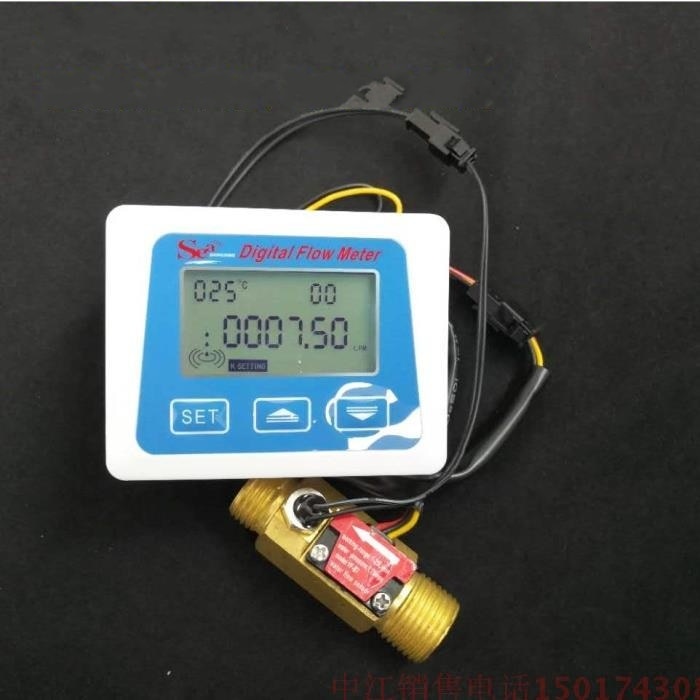 Digitale Lcd Display Water Flow Sensor Flowmeter Totameter Temperatuur Time Record Met G1/2 Flow Sensor