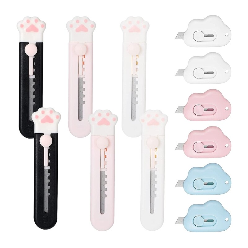 12 Pcs Box Cutter Utility Retractable Knives, Cat Claw Box Cutters, Cardboard Cutter Razor Knife for Office and Home Use: Default Title