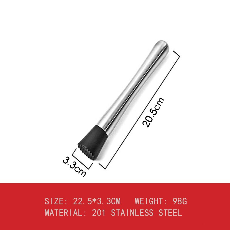 Lemon Stainless Steel Broken Popsicle Bar Mixer Bar Mojito Cocktail DIY Drink Fruit Muddler Crushed Ice Barware Bar Tools: 201 21cm