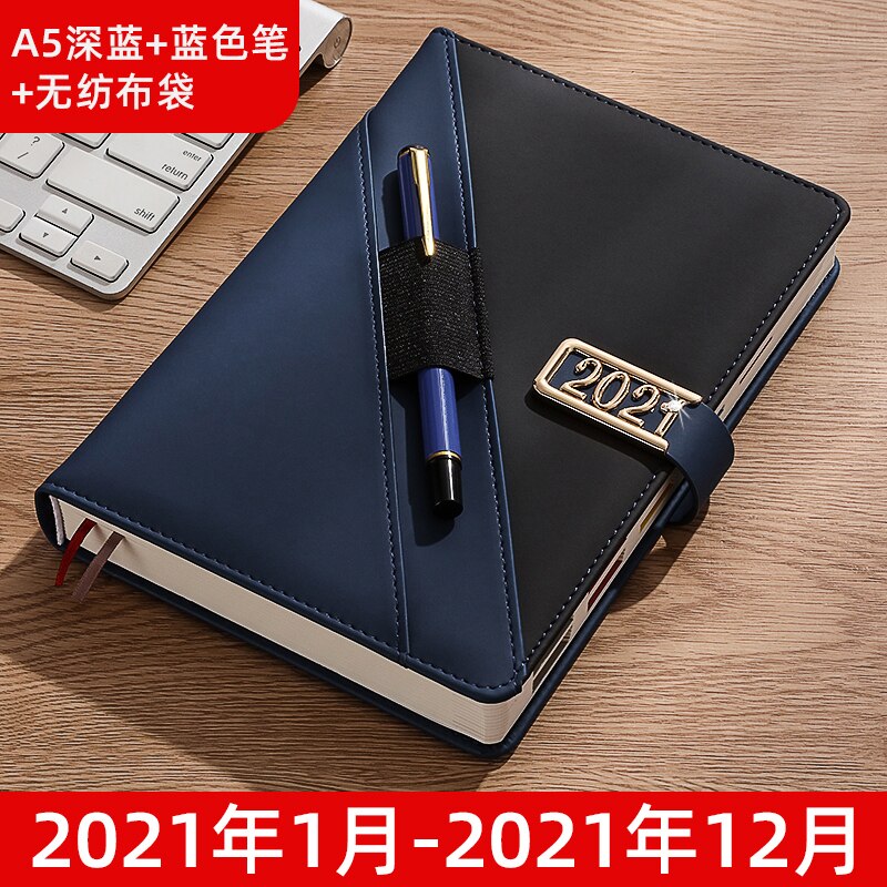 Agenda Schedule Organizer Diary Planner Notebook And Journals Daily Business Office Weekly Monthly A5 Notepad Stationery: A5 - dark blue