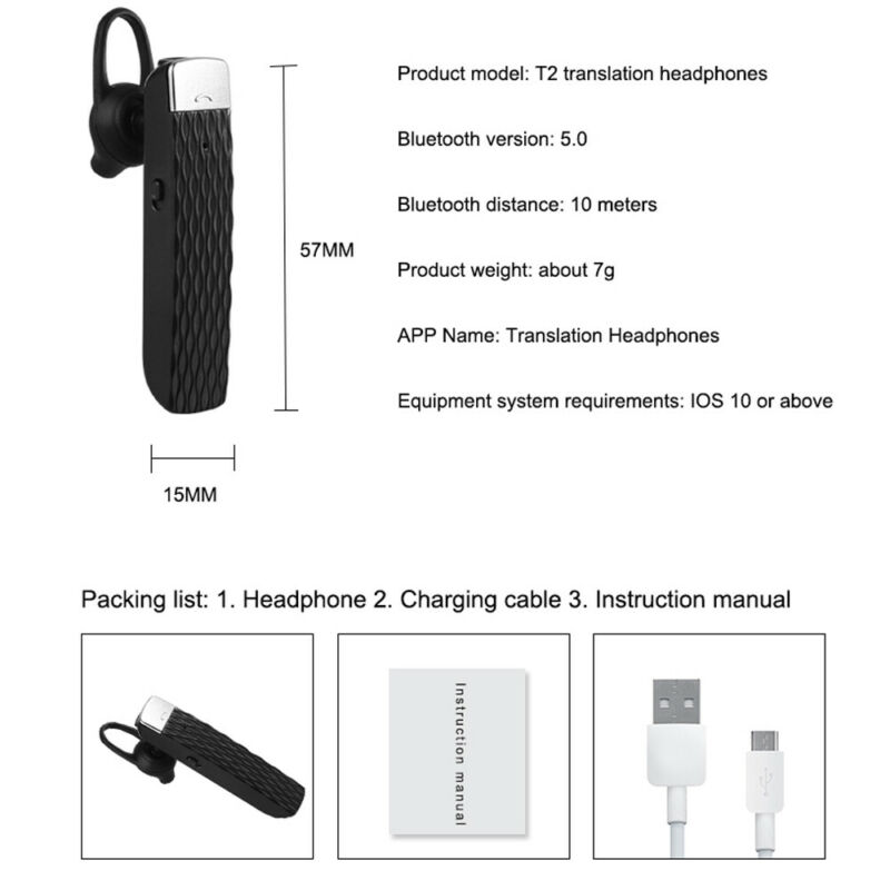 33 Languages Smart Translator Instant Voice Speech Translation Bluetooth Headset