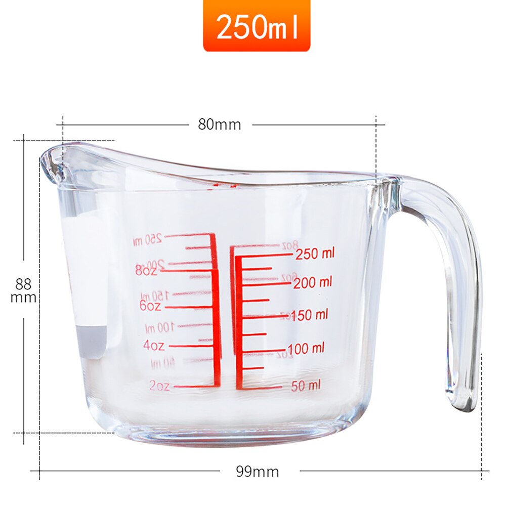 250/500/1000ML Glass Measuring Cup Jug Pour Spout Surface Kitchen Tool Supplies Cup With Graduated Kitchen