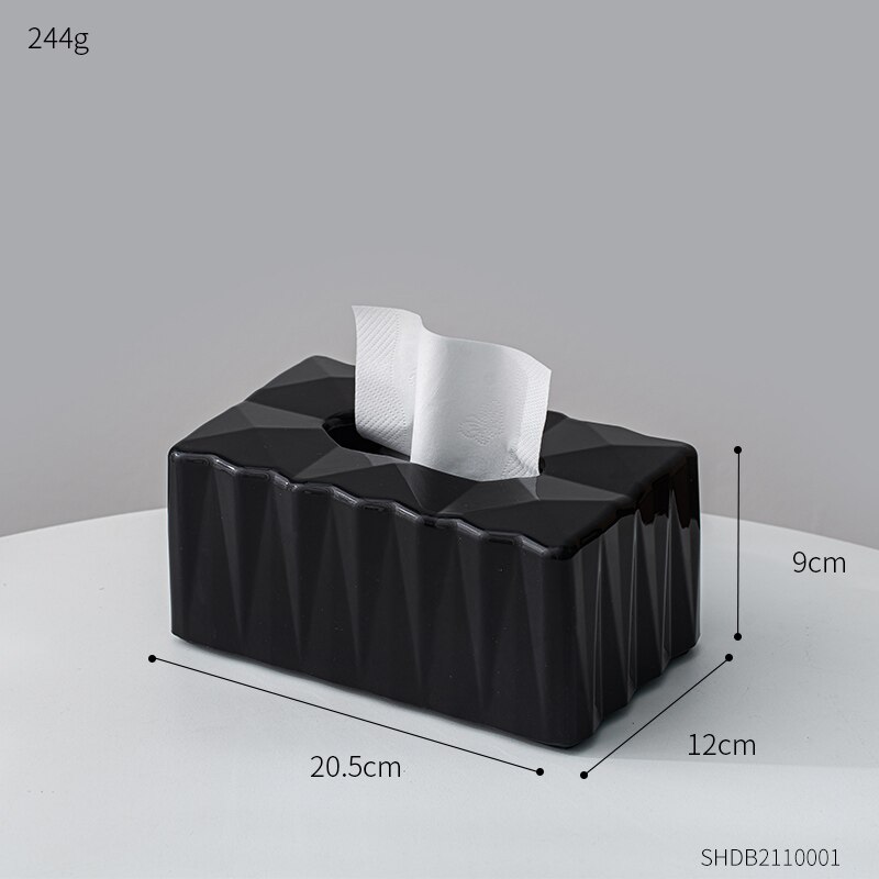 Tissue Box Holder Modern Tissue Boxes Home Decoration Bathroom Napkin Holder Living Room Decoration Decorative Box Napkin Holder: B-Black
