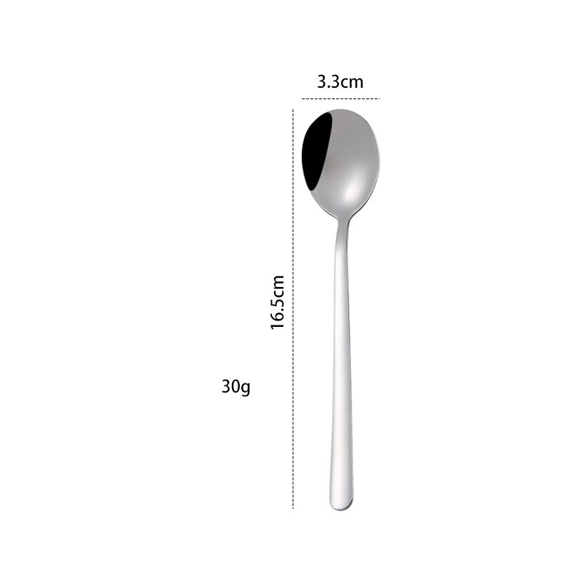 1pc sølvskje gaffel forskjellige størrelser rustfritt stål langt håndtak kaffe iskrem dessert drikker te scoop kjøkken bestikk: 3 skjeer