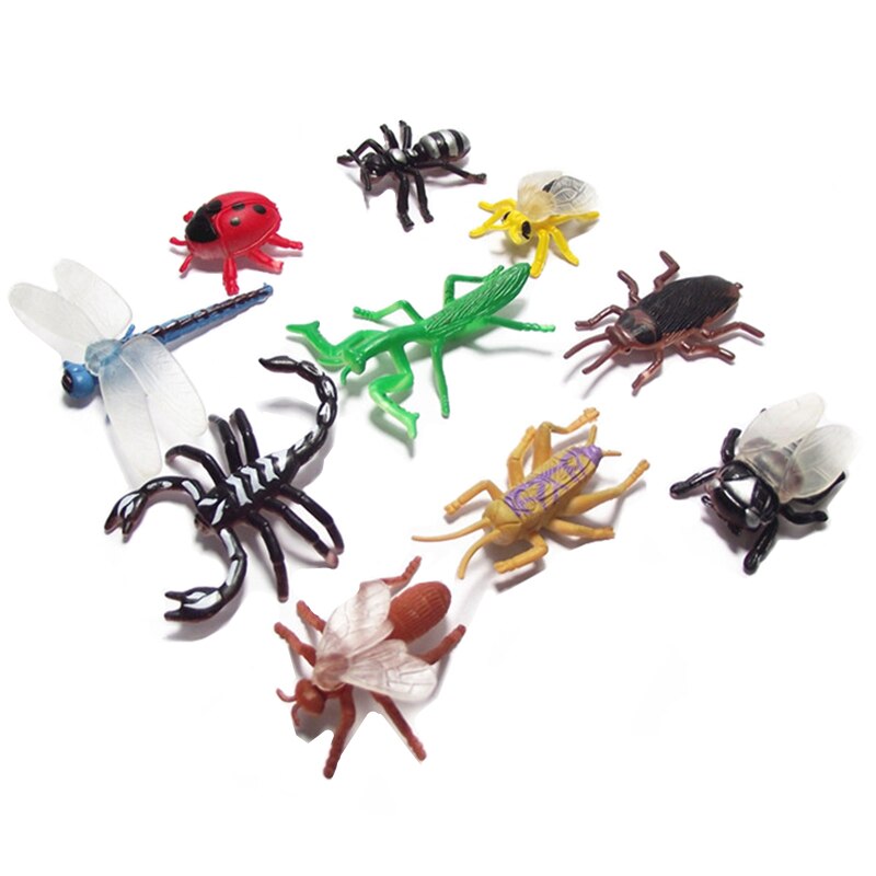 Lot de 10 modèles d&#39;insectes pour enfants, jouets en plastique pour garçons, développement, éducatif, Simulation, Animal réaliste