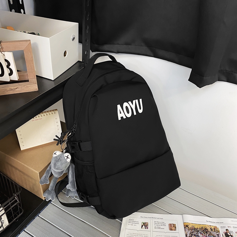 Stilvoller Rucksack für damen, 2022 geräumige schulranzen für paare, einfarbig, schlichte schülerrucksäcke für Teenager, jungen und mädchen: Schwarzer frosch