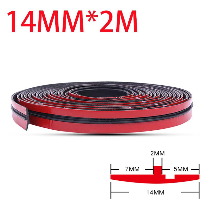 Bil gummi tetningslister 2m bil tak vindu tetting trim frontrute kant beskytter stripe auto gummi tetningsmiddel klistremerker tilbehør: 14 mmx 2m