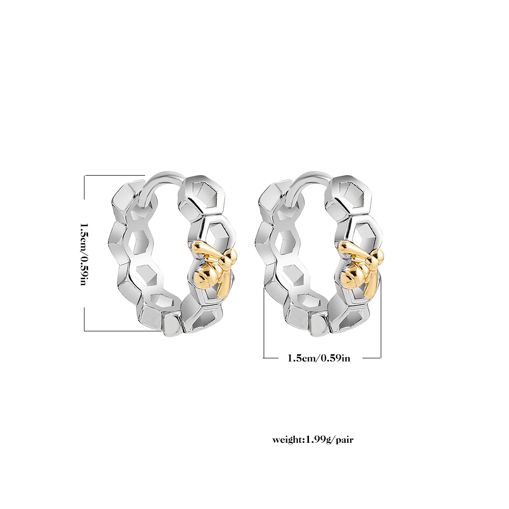Nova moda ouro prata cor mista inseto abelha brincos para as mulheres charme favo de mel pequena orelha aros huggie piercing jóias presentes