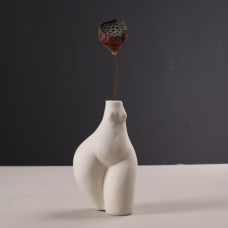 Vase en céramique pour femme, modèle de corps abstrait, décoration de salon, Pots de fleurs, Vases blancs décoratifs, accessoires de décoration pour la maison,