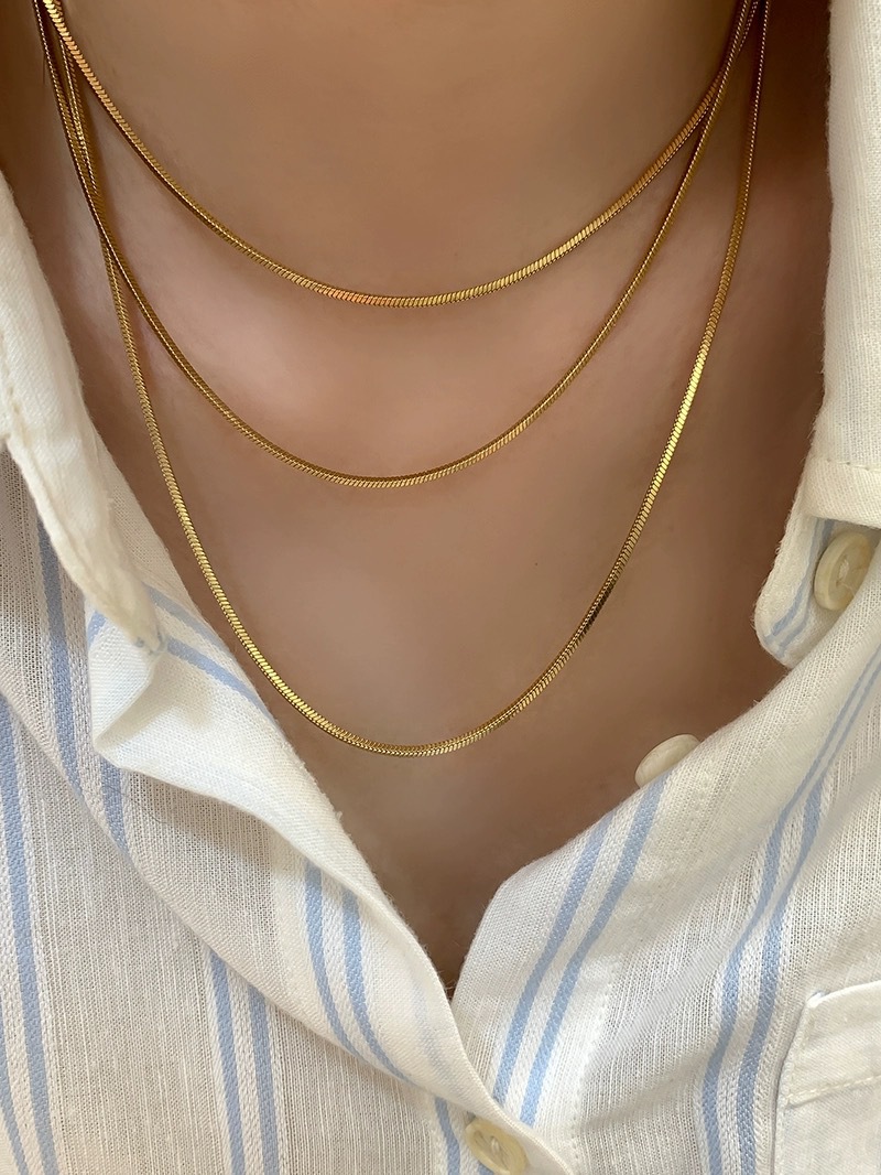 Double Layer 120cm Snake Chains Neckalce for Women Stainless Steel Long Sweater Necklaces Chaoker Jewelry