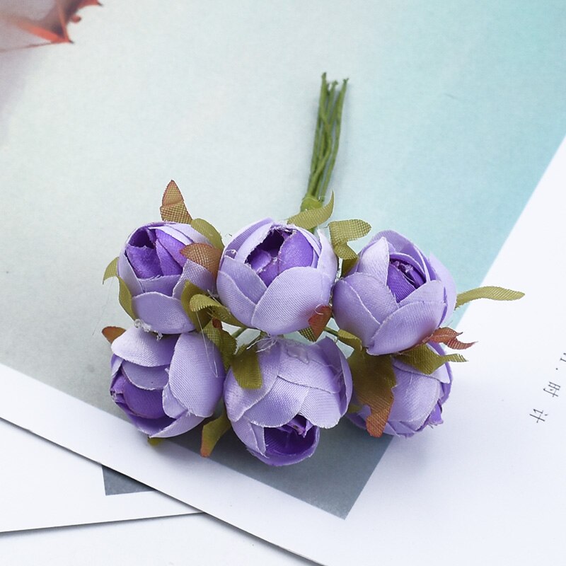 6 stykker dekorative blomster kranse kunstige blomster vaser til dekoration gør-det-selv bryllup dekoration boligdekoration tilbehør: 8