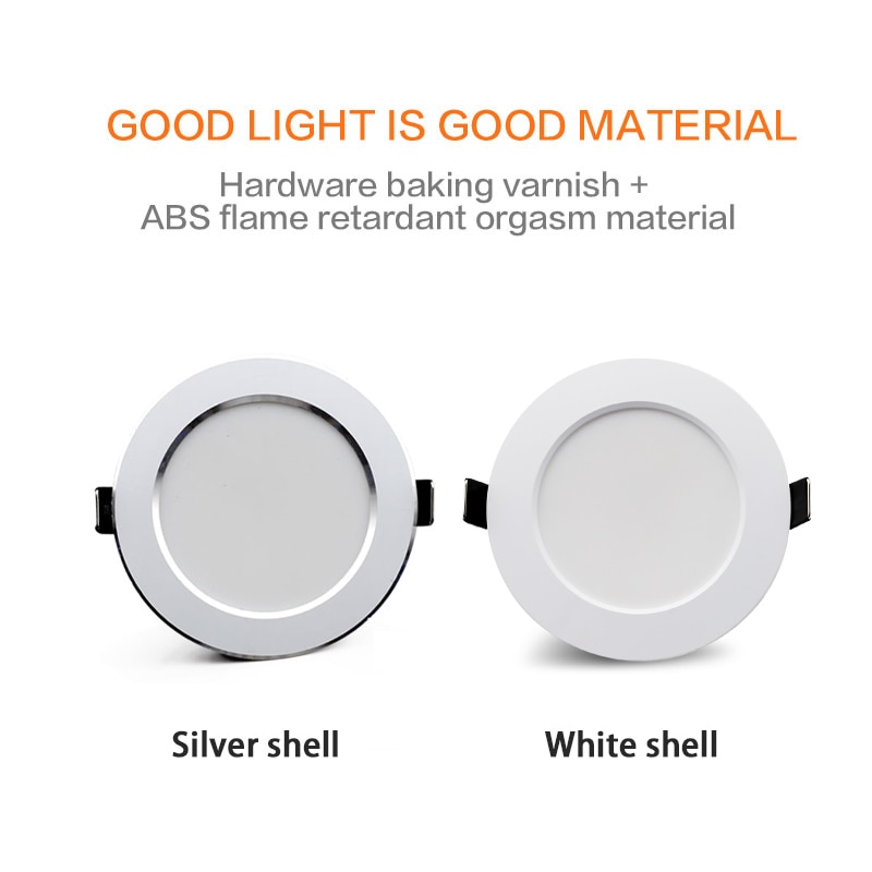 ledet downlight 7w 9w 12w 15w 18w innfelt få øye på ledet lampe 220v flis/hvitt skallhus vanntett downlight