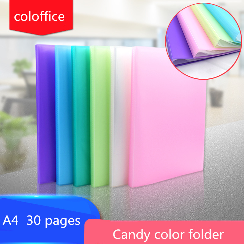 Coloffice A4 Loose-Leaf Folder Transparent Color Paper Folder Plastic File Book Student Paper Classification Folder Stationery