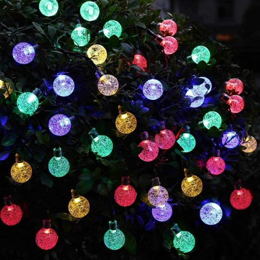 Solar String Lights LED Solar Globe Fairy Garden Lamp Crystal Balls Outdoor Waterproof Solar Powered String Lights Decoration: Multiple / 7M LED 1.8CM BALL