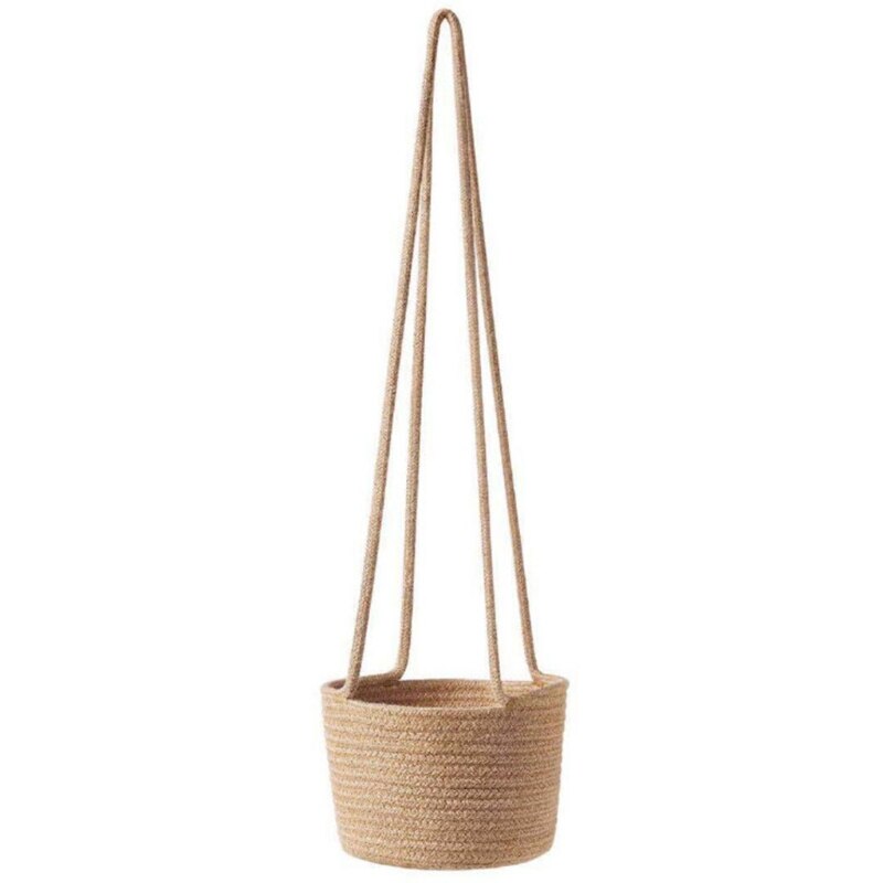 Handwoven Opknoping Planter Plant Mand Met Jute Katoenen Koord Indoor Bloempot P0RE