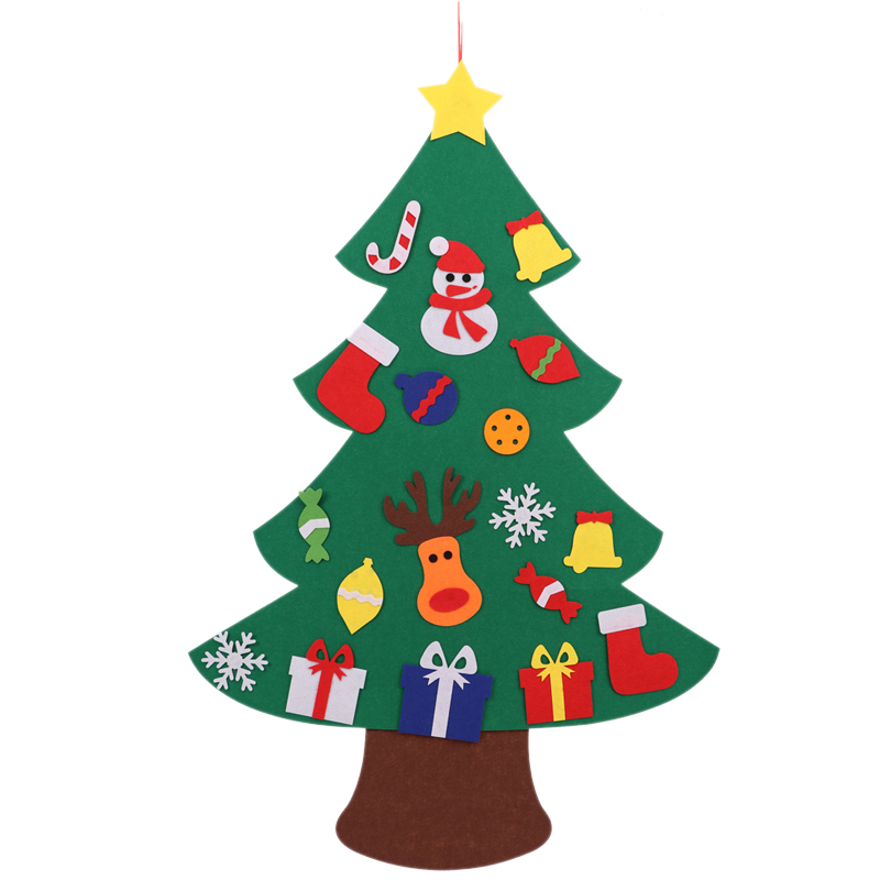 Voelde Kerstboom Voor Kids 3.2Ft Diy Kerstboom Met Peuters 18Pcs Ornamenten Voor Kinderen Xmas Opknoping Thuis deur