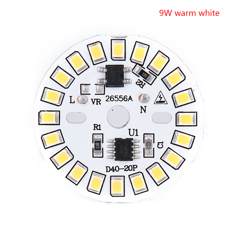 220v led lamp patch lamp smd plaat ronde module lichtbronplaat voor gloeilamp: 9w warm wit