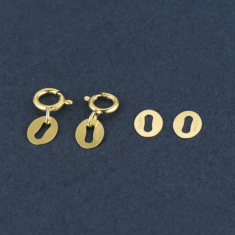 DIY Necklace Bracelets Chains Connector Lock Fine Jewelry Accessories Findings 18k Gold Spring Clasp With Au750 Stamp Ring