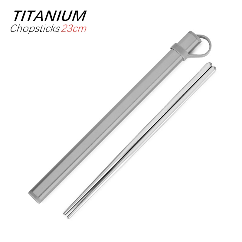 Ren titanium sandblæsning polering spisepinde sæt med spisepinde opbevaringsrør aluminiumskasse bæretaske bestik sæt