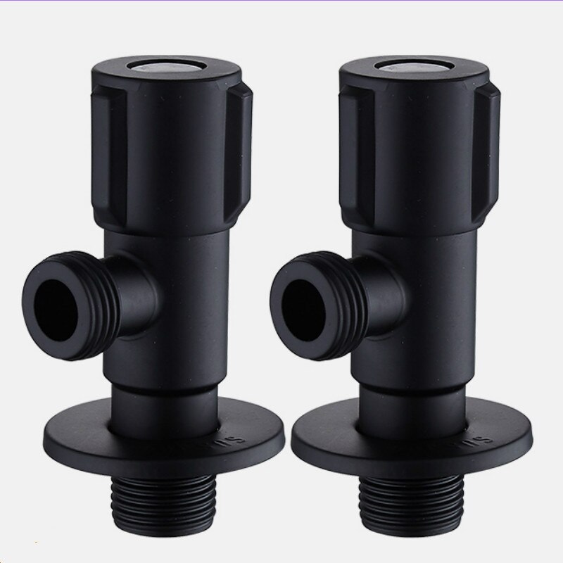 304 Stainless Steel Black Angle Valve Water General Three Way Cold And Water Stop Valve Water Heater Switch