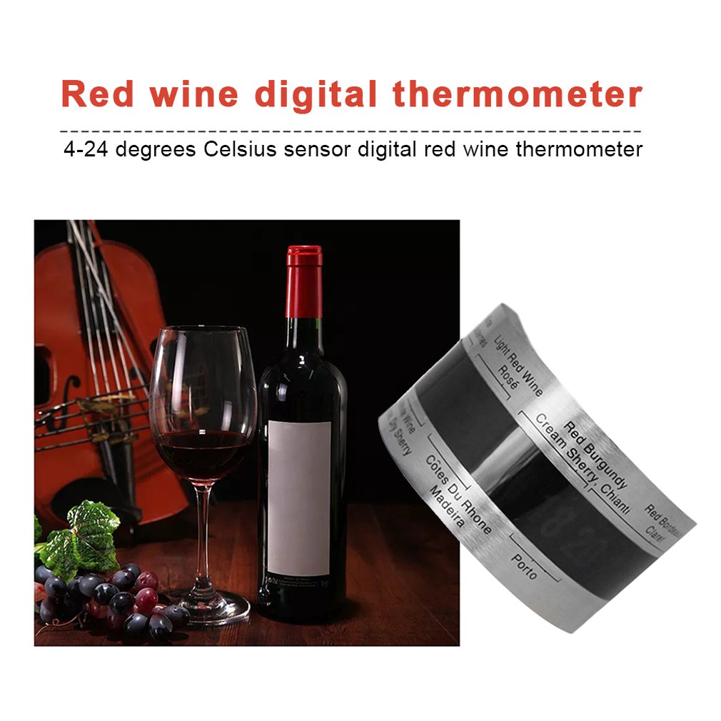 Rvs Lcd-scherm Elektrische Rode Wijn Digitale Thermometer Temperatuur Meter 4-24 Celsius Sensor Digitale Thermometer