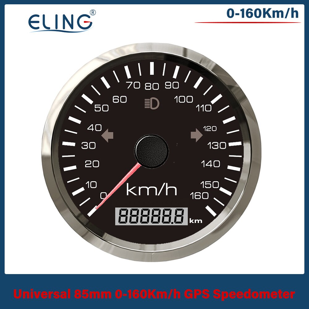 ELING Universal 85mm GPS Speedometer 0-125/160/200 km/h(MPH) Over Speed Alarm Left Right High Beam with Red Yellow Backlight