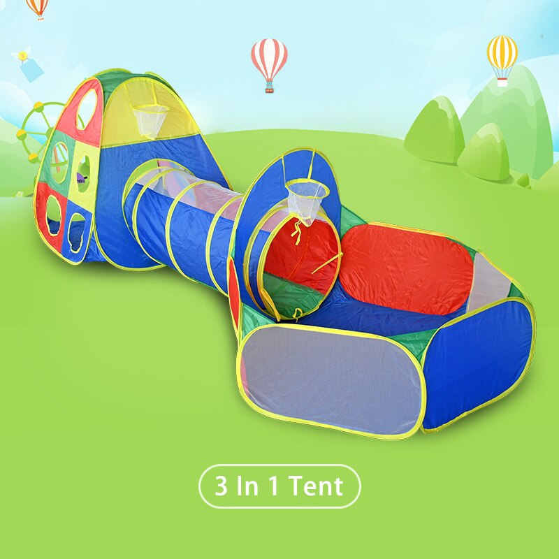 3 In 1 tenda da gioco per bambini per bambini Playhouse giocattoli Tunnel tenda per Boy Girls 4pc palline per bambini Pit Pool tenda per bambini: 3 PCS