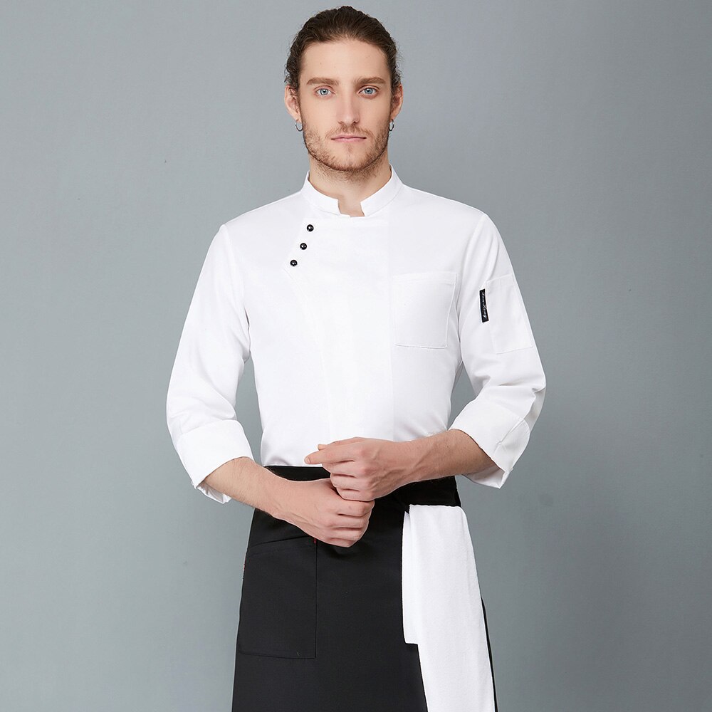 Food Service Long Sleeve Chef Jacket Head Chef Uniform Restaurant Hotel Kitchen Blue Black Chef Uniform Chef Coat: White / XXL