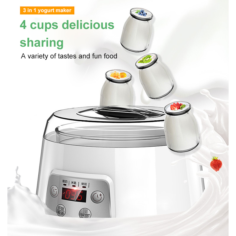 1,3 l automatische Joghurtmaschine, konstante Temperatur, GäSprosse, Reisweinmaschine, Natto-Maschine, Glasliner, 3-in-1-Joghurtbereiter