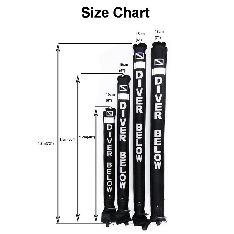1.1M-1.8M Closed-End Scuba Diving Surface Marker Buoy SMB Drift Diving Ascending Signal Tube Safety Sausage for Wreck Snorkeling