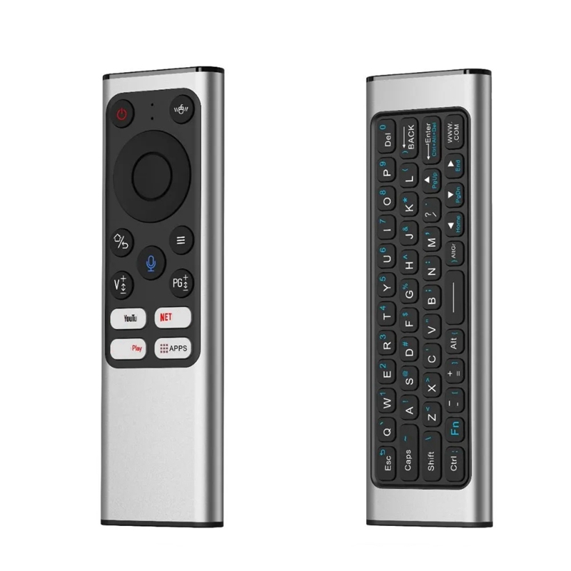 Télécommande universelle sans fil, clavier Air Mouse pour Android TV Box, Mini PC, HTPC avec apprentissage IR, 2.4G: Argent