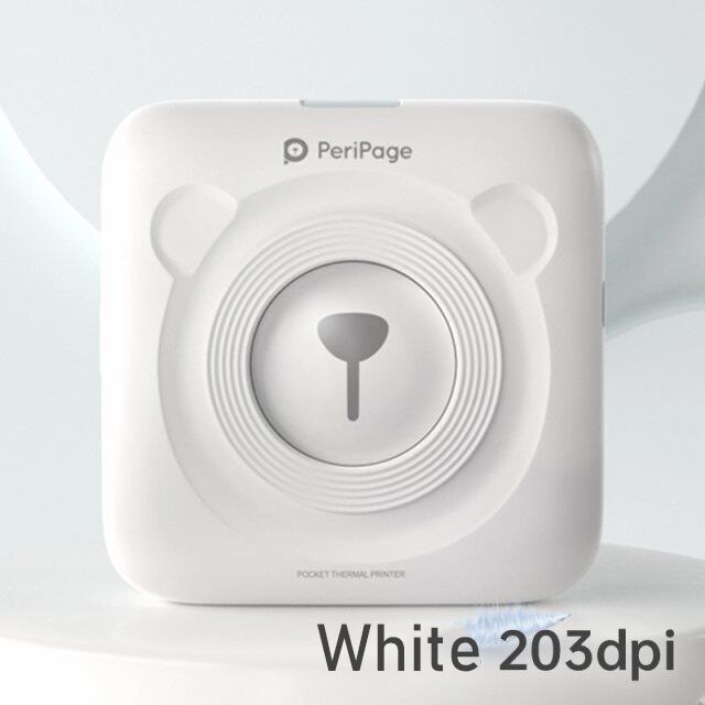 Peripage A6 Photo imprimante d'étiquettes thermiques Mini poche Portable autocollant imprimante impression sans encre pour téléphone Portable android iOS Windows: 203dpi White