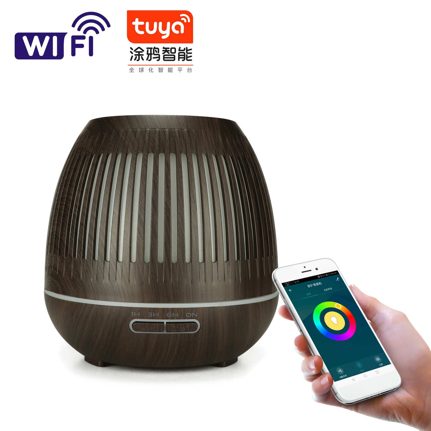 WiFi smart 550ML Elektrische Geurverspreider Essentiële Olie Diffuser Luchtbevochtiger Ultrasone Afstandsbediening Mist Maker Thuis: Juni-Kiln Rode / AU