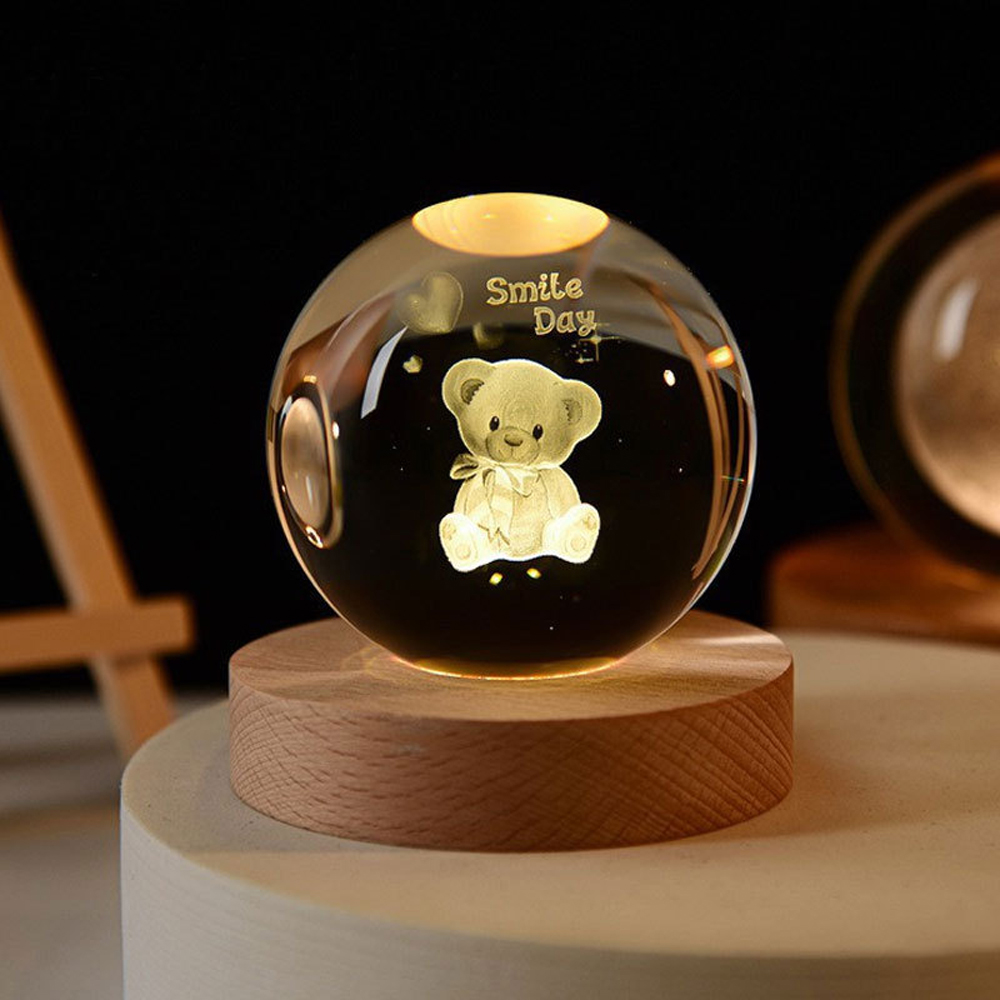 Aesthetic Moon Crystal Sphere Clear Glass Galaxy Globe Night Light Crystal Ball Lamp Desktop Decoration Home Ornament: plum