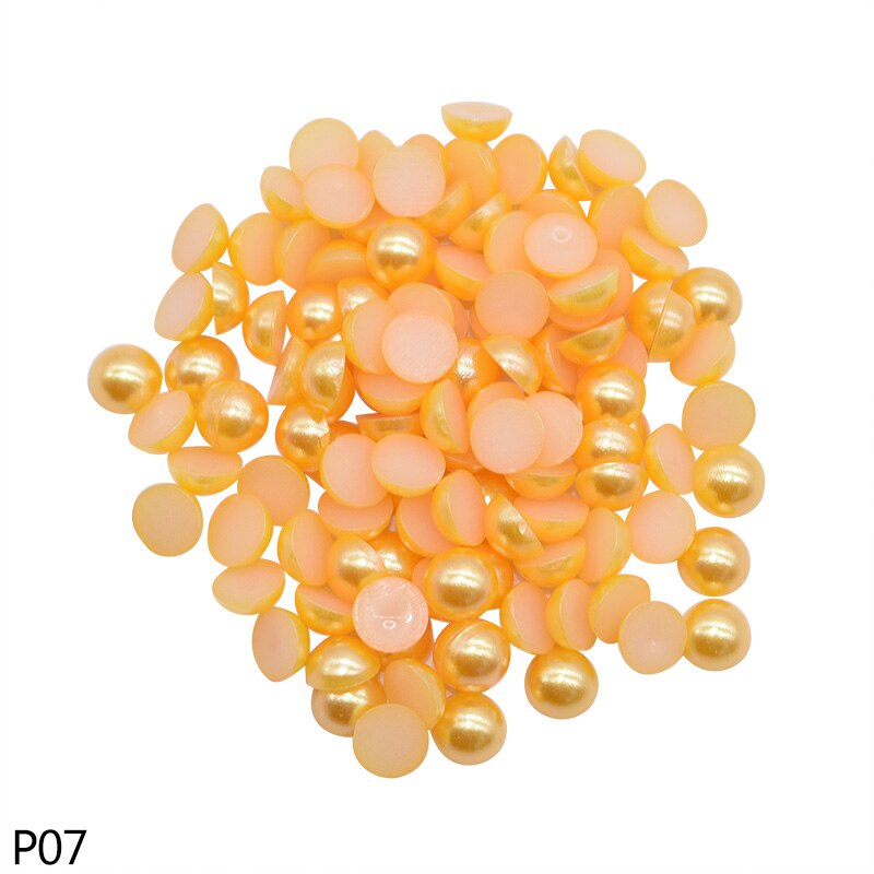 500 pièces 6mm multicolore résine plastique demi ronde perle artisanat Imitation perle perles pour vêtement accessoires filles chapeaux décor: P07