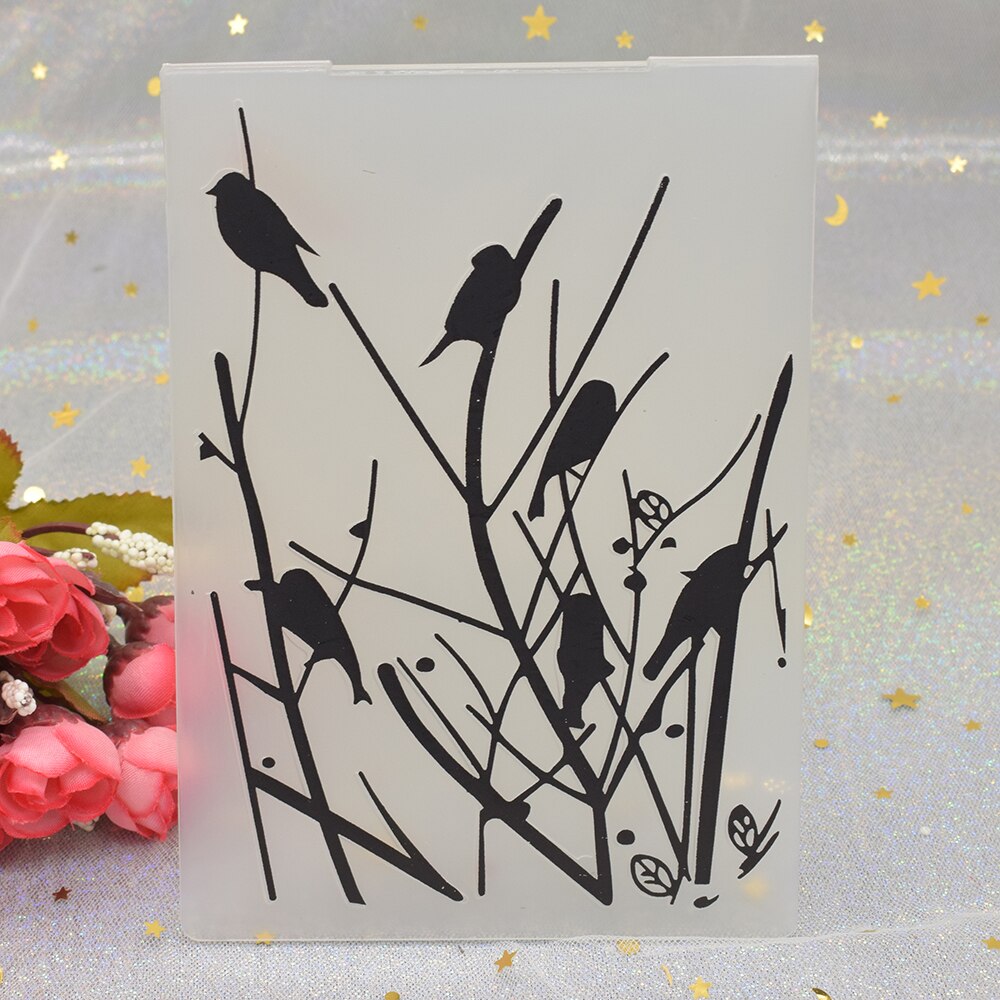 Birds Pattern 3D Embossing Folders for DIY Scrapbooking Paper Card Making Craft Plastic Embossing Template Stencil